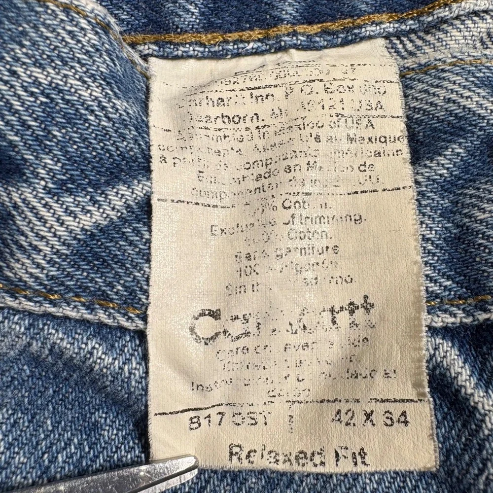 Carhartt Relaxed Fit Straight Leg Denim Jeans Mens 42x34 Blue Workwear Vintage‎